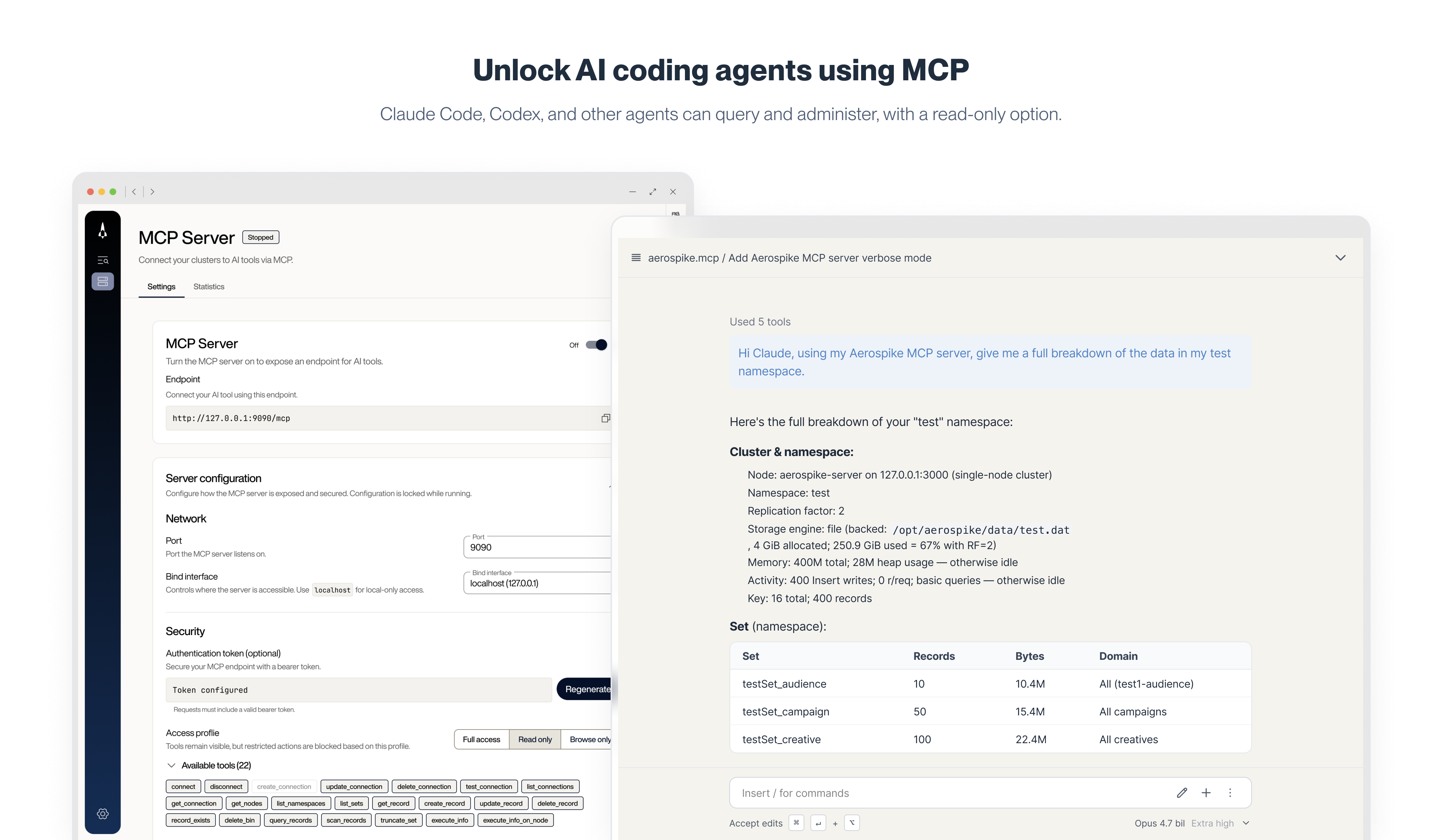 MCP Server — connect AI tools to Aerospike clusters via MCP